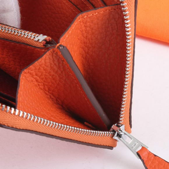 1:1 Quality Hermes Togo Leather Perforated Zippy Wallet 9032 Orange Replica - Click Image to Close